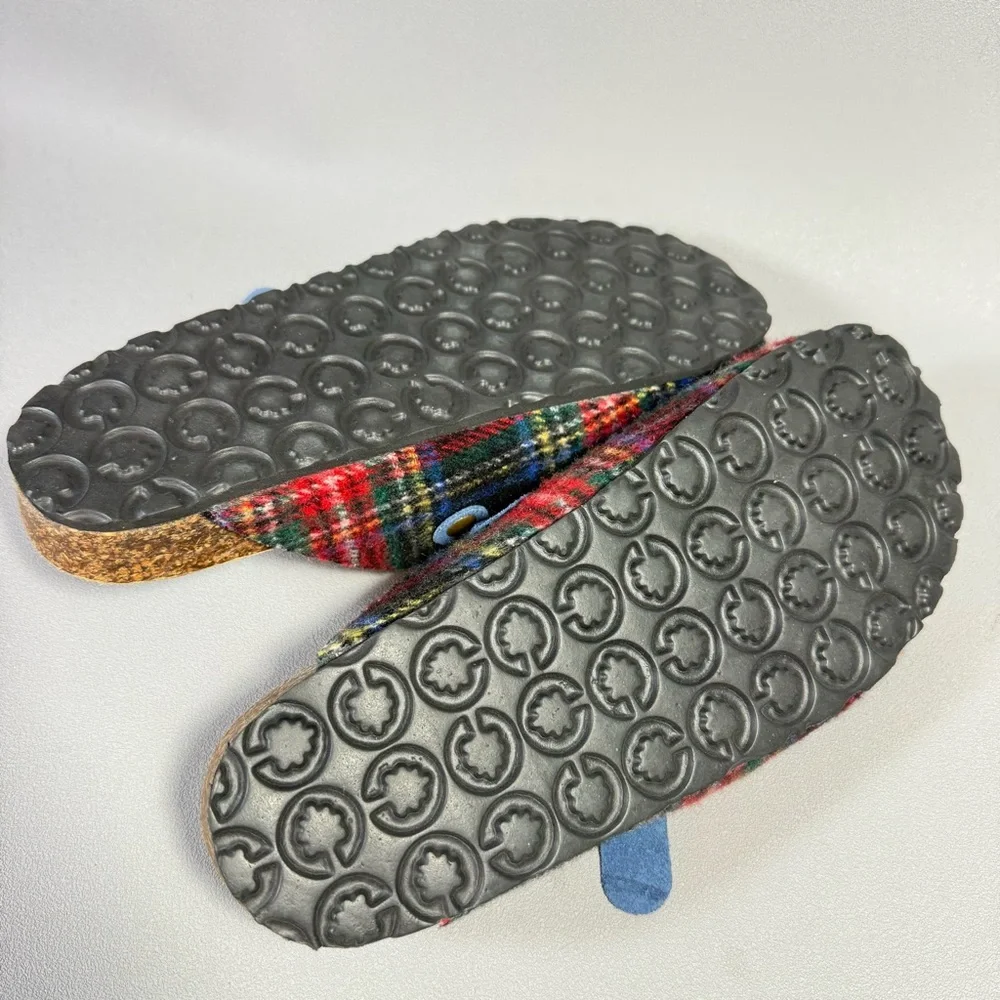 Sundance Multicolored Plaid Wool Cork Comfort Clogs - Picture 6 of 12